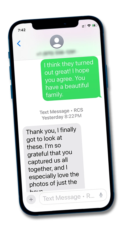 iPhone showing positive text response from client